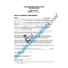 Bill of Sale of Personal Property - Louisiana (With Warranty)